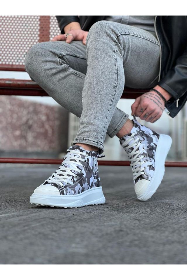 WG017 Beyaz Askeri Yarım Bilek Casual Ayakkabı 40
