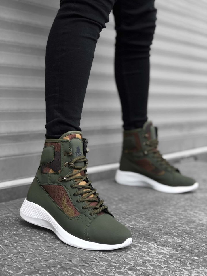 BA0600 Bağcıklı Haki Kamuflaj Kısa Boksör Unisex Spor Postal Bot