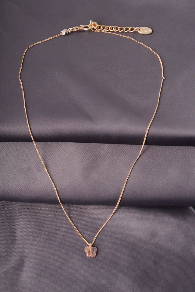 Gold Renk Metal Zirkon Taşlı Pembe Minimal Kelebek Detaylı Kadın Kolye