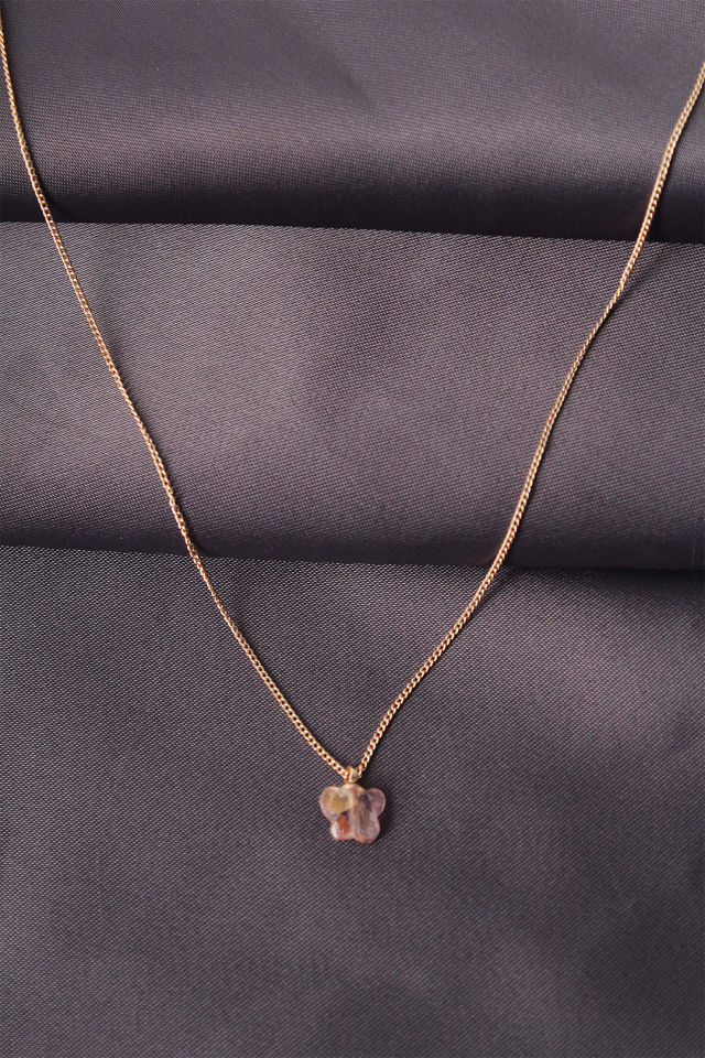 Gold Renk Metal Zirkon Taşlı Pembe Minimal Kelebek Detaylı Kadın Kolye