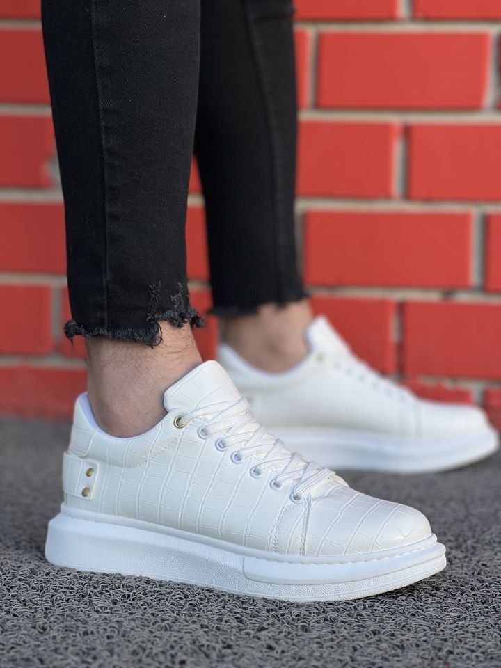 KB047 BEYAZ CROCODİLE Günlük Erkek  Ayakkabı