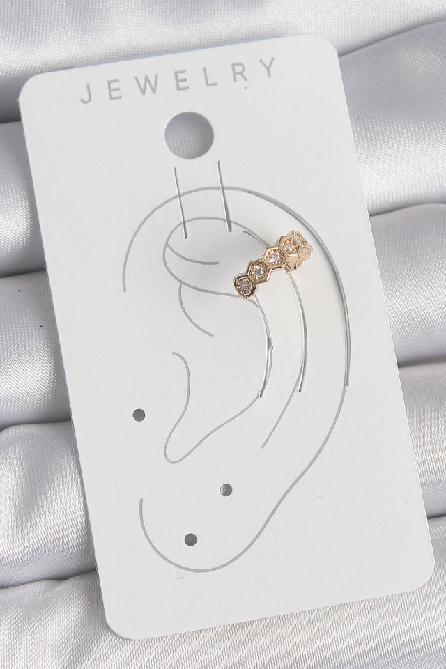Pirinç Gold Renk Zirkon Taşlı Bal Peteği Model Kadın Kıkırdak Küpe