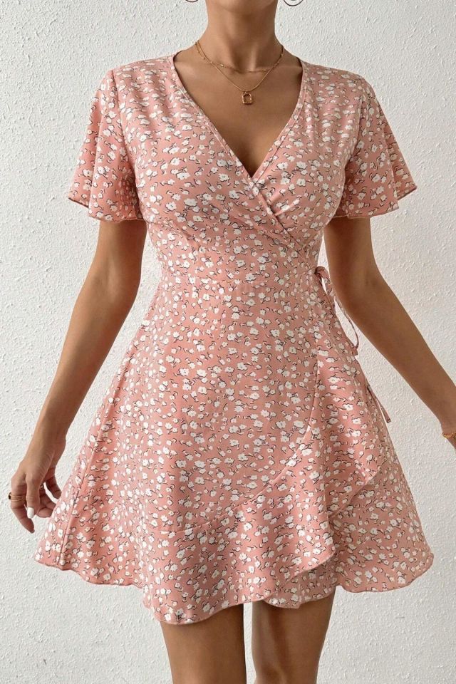 Bella Notte Pembe Yazın Rüyası Mini Elbise E-5503