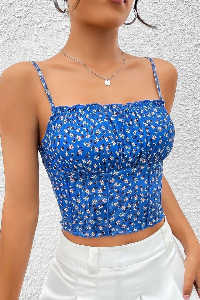 Bella Notte Saks Çiçek Bahçesi Askılı Crop B-5504