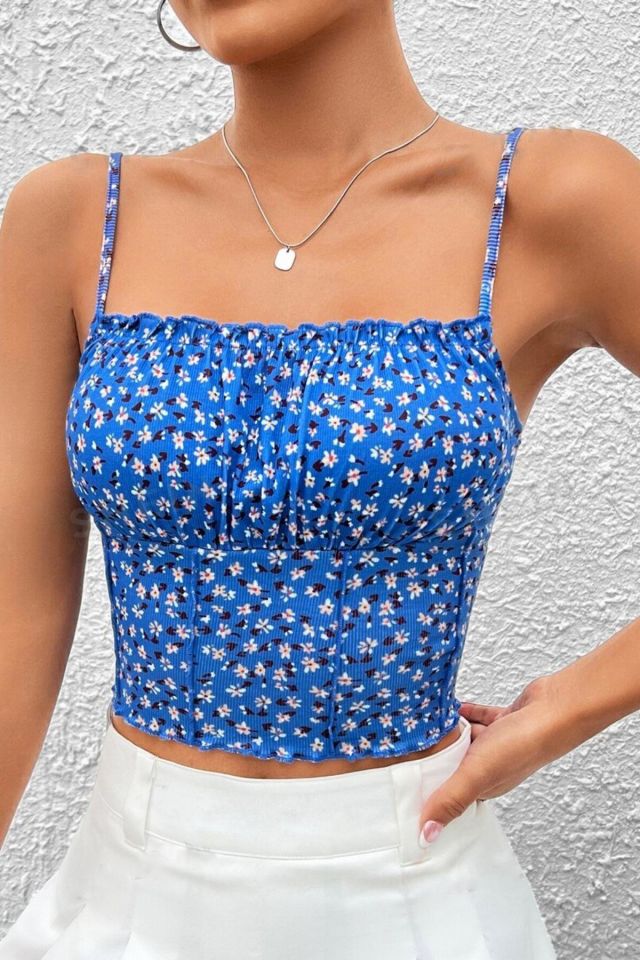 Bella Notte Saks Çiçek Bahçesi Askılı Crop B-5504