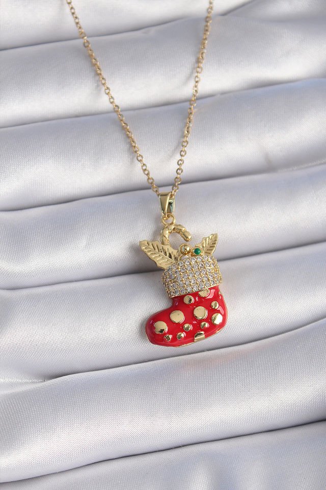 Gold Noel Çorabı Kolye - 316L Çelik