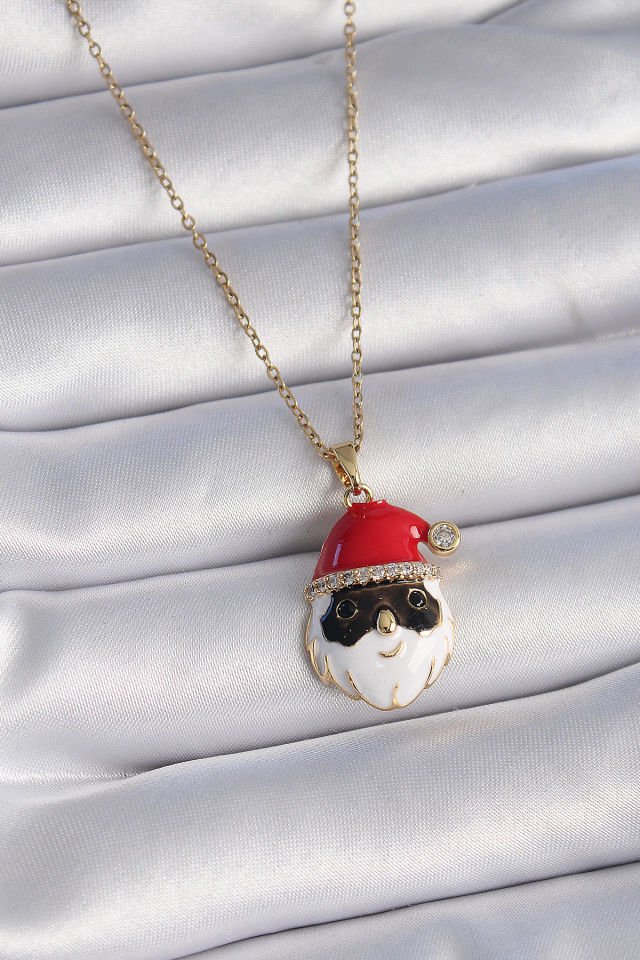 Gold Yılbaşı Noel Baba Kolye - 316L Çelik