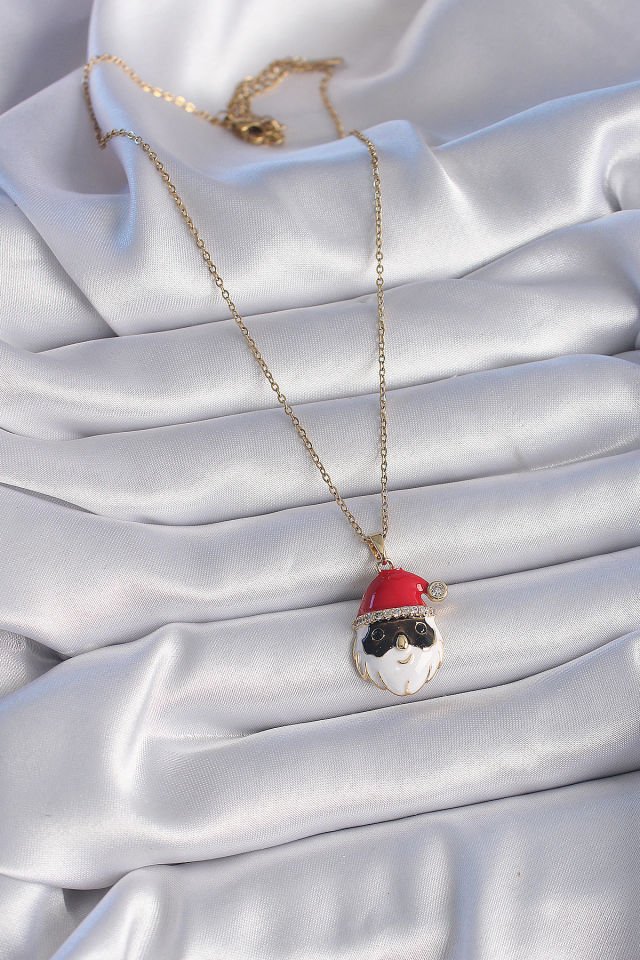 Gold Yılbaşı Noel Baba Kolye - 316L Çelik