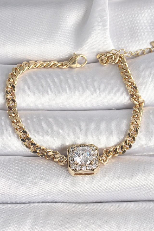 Gold Kare Zirkon Taşlı Kadın Bileklik - Xuping Exclusive VIP Seri