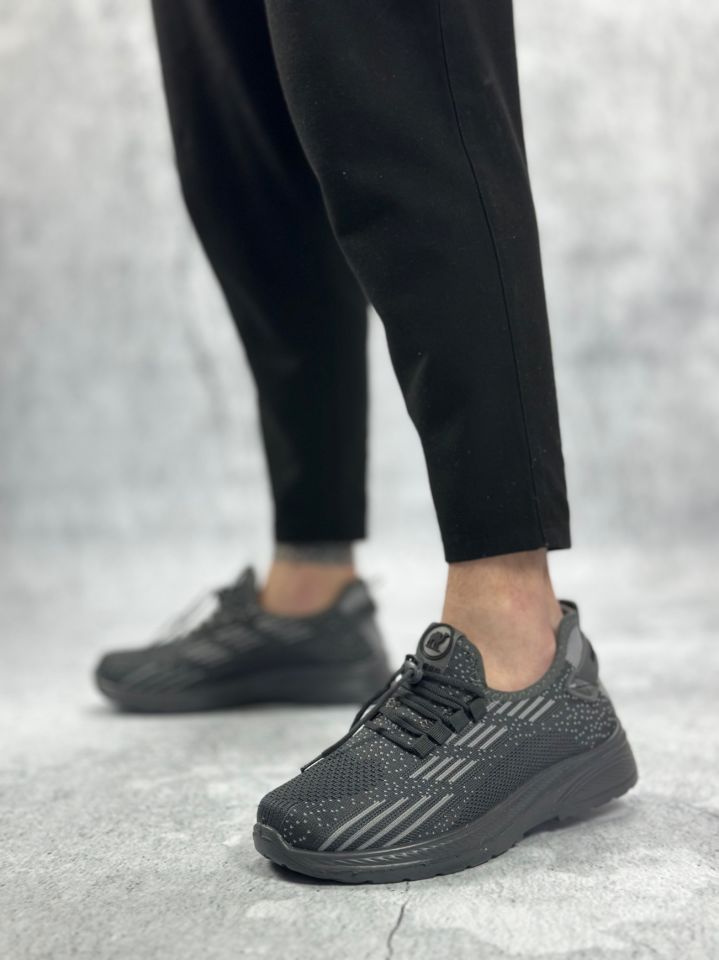 BA0356 Özel Örme Triko Tarz Rahat Fuspetli Gri Kırçıllı Spor Ayakkabı