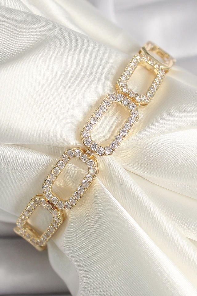 Gold Zirkon Taşlı Zincir Bileklik - Xuping VIP Exclusive Seri