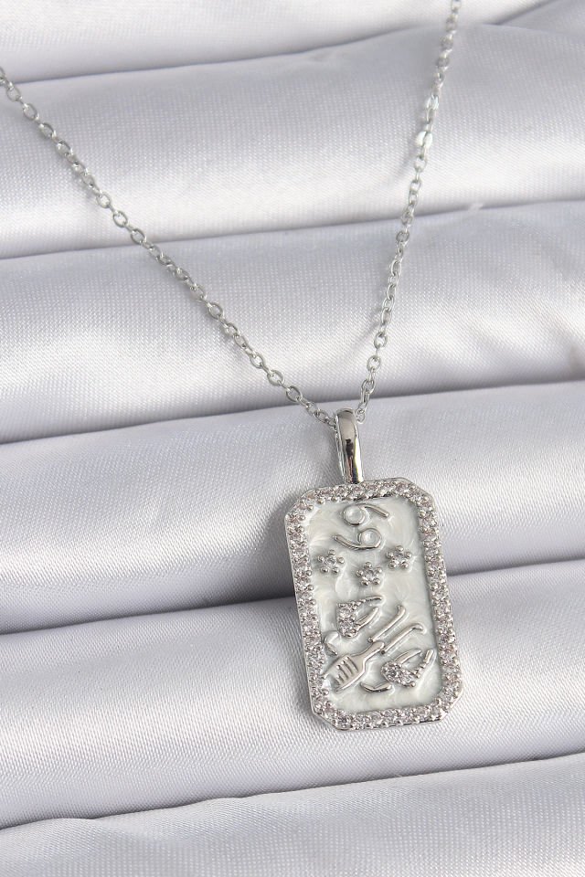 Gümüş Yengeç Burcu Zirkon Kolye - 316L Çelik