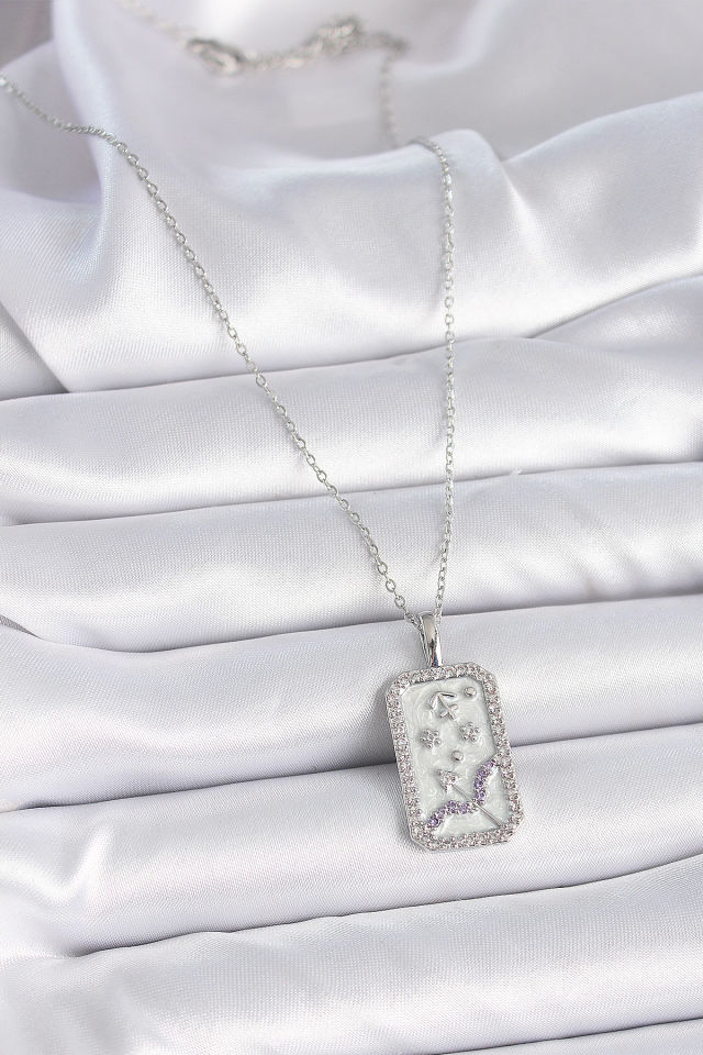 Gümüş Yay Burcu Zirkon Kolye - 316L Çelik