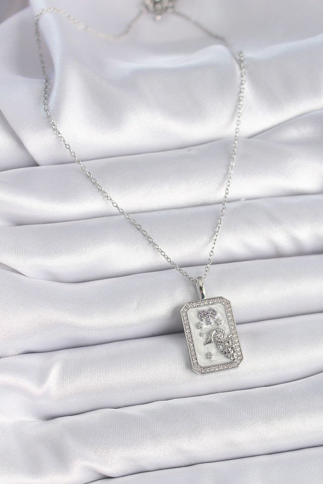 Gümüş Koç Burcu Zirkon Kolye- 316L Çelik