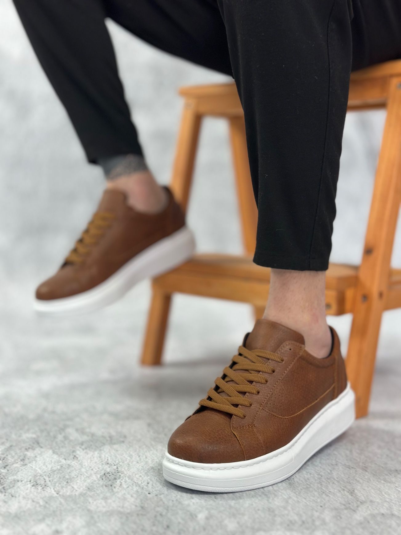 BA0423 BOA Kalın Yüksek Taban Taba Bağcıklı Spor Erkek Ayakkabı