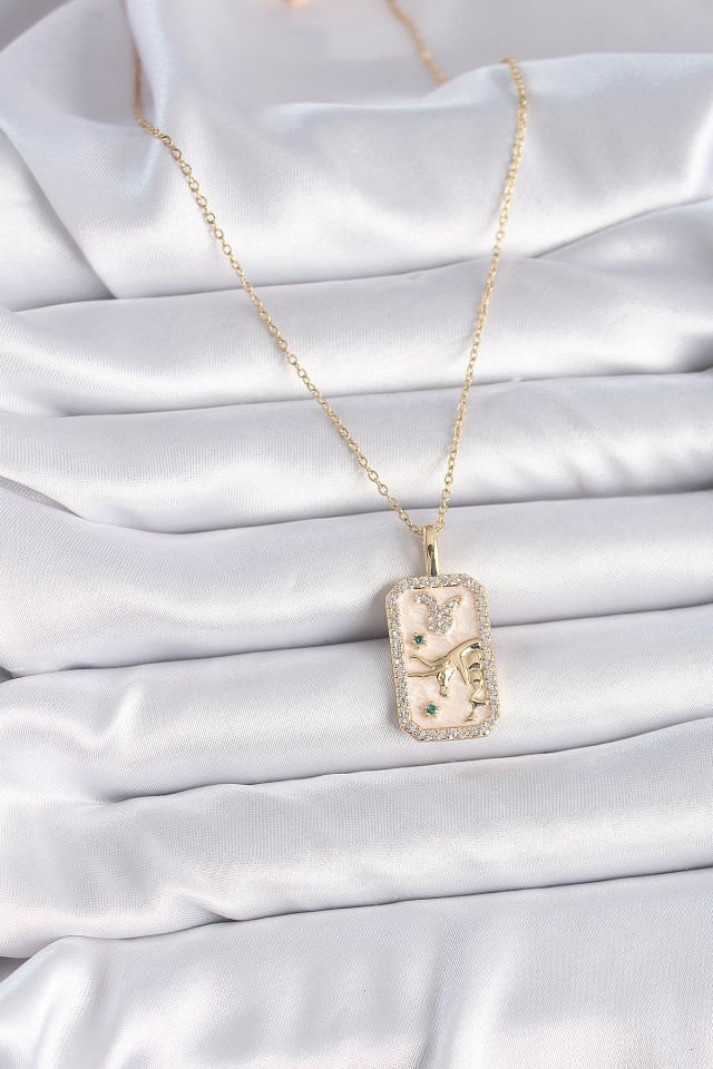 Gold Boğa Burcu Zirkon Kolye  - 316L Çelik