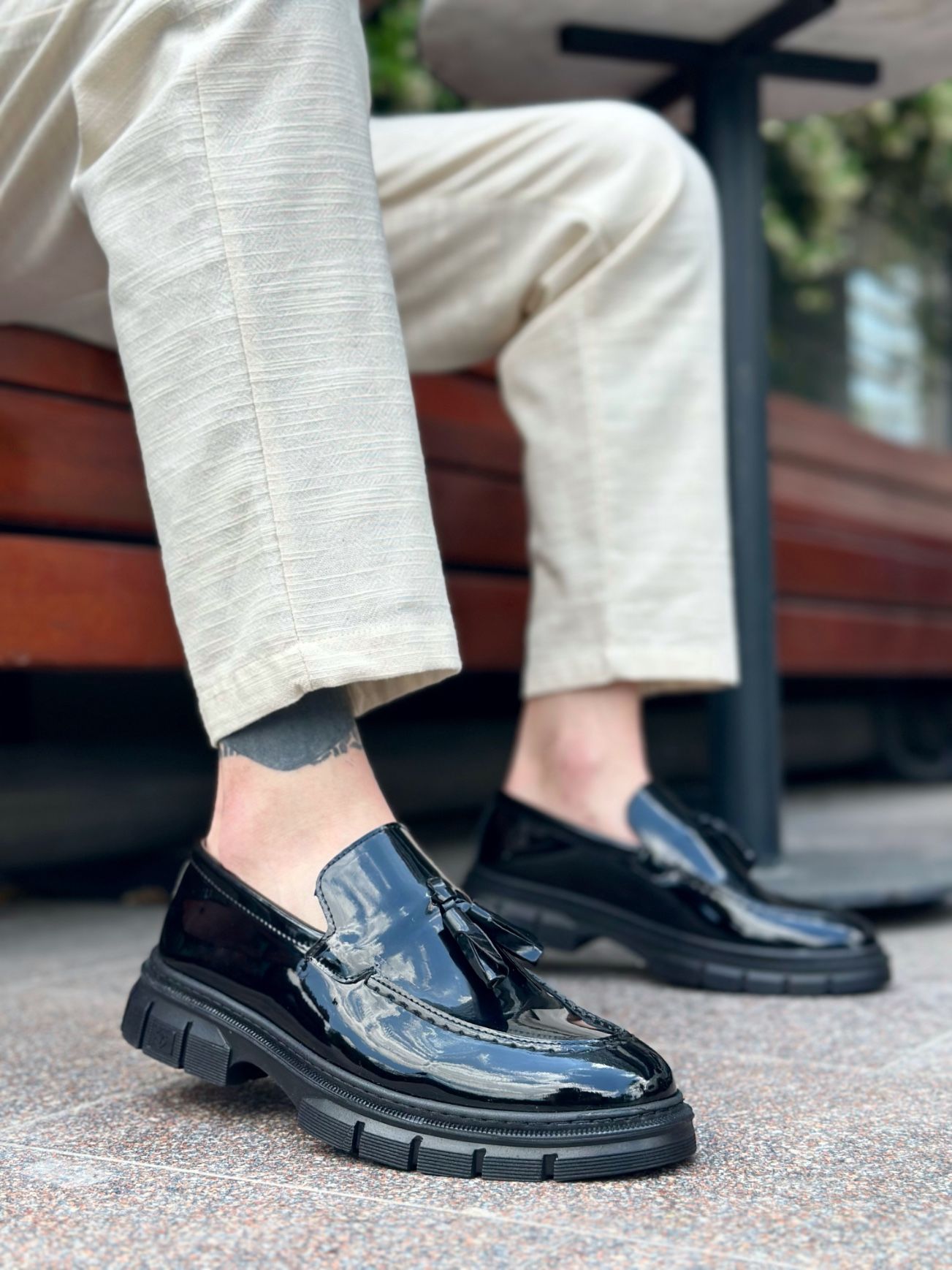 BA0240 Püsküllü Rugan Klasik Yüksek Taban Casual Erkek Ayakkabı