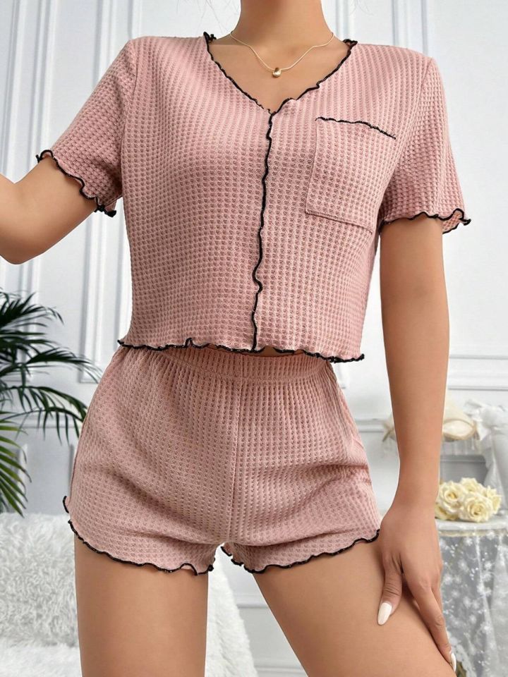 Bella Notte Gül Kurusu Cep Detaylı Şortlu Pijama Takım 7591