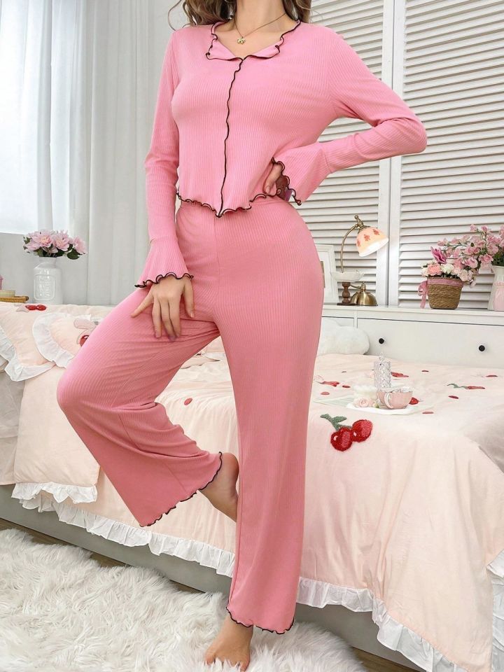 Bella Notte  Pembe Uzun Kollu Pijama Takım 7133