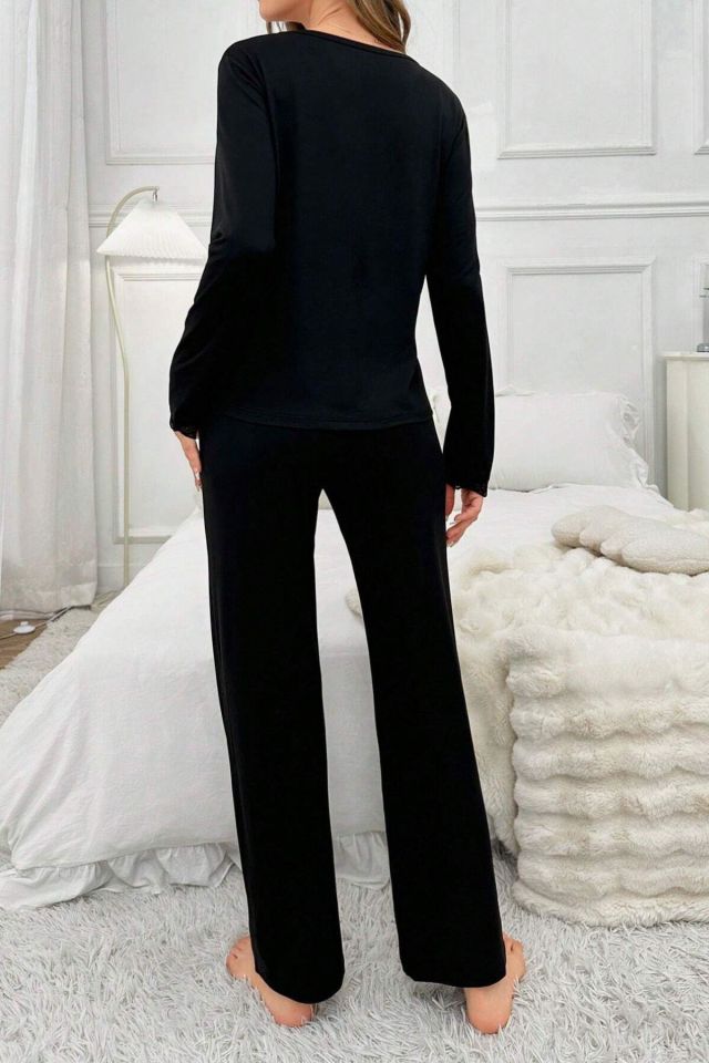 Bella Notte Siyah Uzun Kollu Pijama Takımı 7177