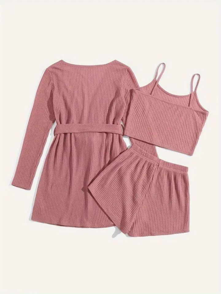 Bella Notte Gül Kurusu Pamuklu 3 Parça Sabahlık ve Pijama Takımı 7599