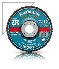 Karbosan (10Adet) Flap Disk Çelik ve İnox Zımpara ZR 115x22.23/60Kum SD-Konik 983460