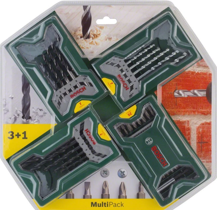 Bosch X-Line Mini Ahşap, Beton, Metal, Vidalama Uçlu 3+1 Set