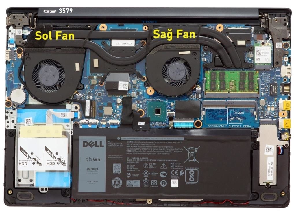 Dell P75F003 Notebook Cpu Fanı V1 (Sağ Fan)