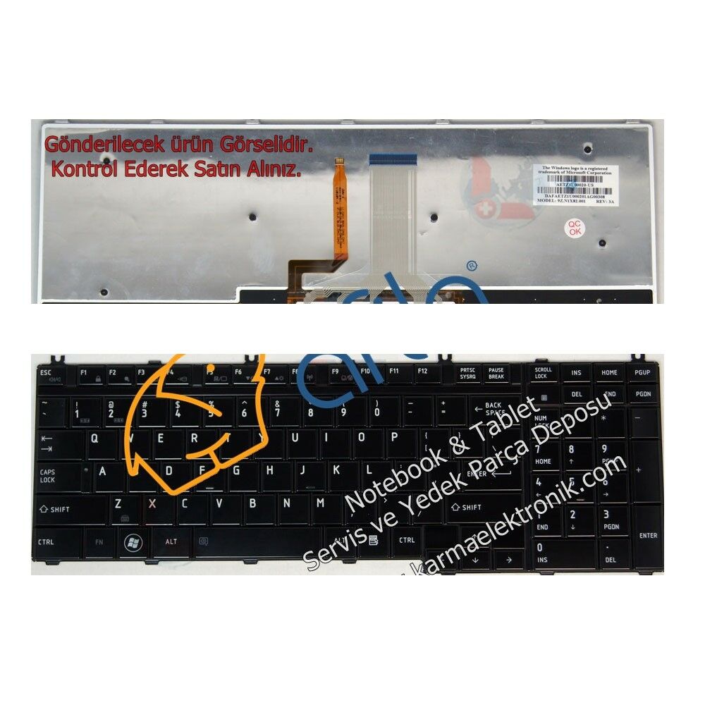 Toshiba Tecra A11-187 PTSE0E-04U016PL Işıklı Siyah Klavye