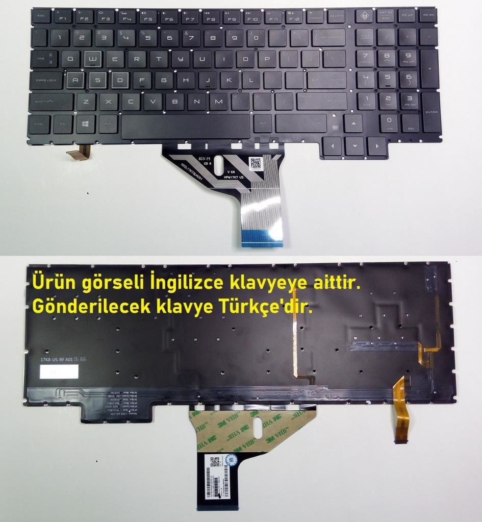 HP Omen 15-CE008ns, 15-CE008nw, 15-CE008TX Klavye (RGB)