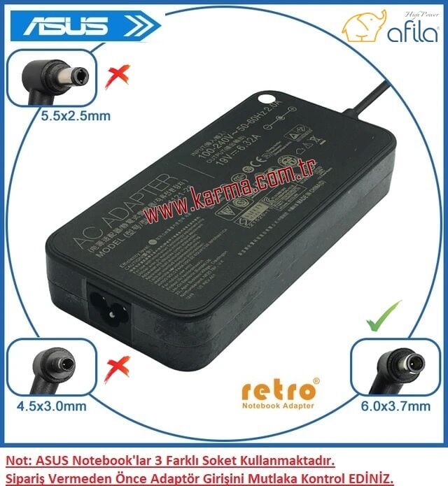 Asus TUF Gaming F15 FX506LI-HN085 Uyumlu Adaptör, Şarj Aleti Cihazı 180W (Orjinal Üretici)