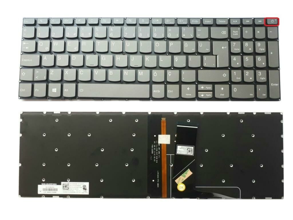 Lenovo ideaPad IP320-17AST, IP320-17IKB Klavye (Füme TR) /  ışıklı