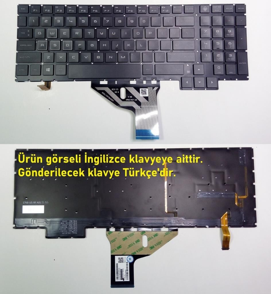 HP Omen 15-CE051TX, 15-CE052TX, 15-CE053TX Klavye (RGB)
