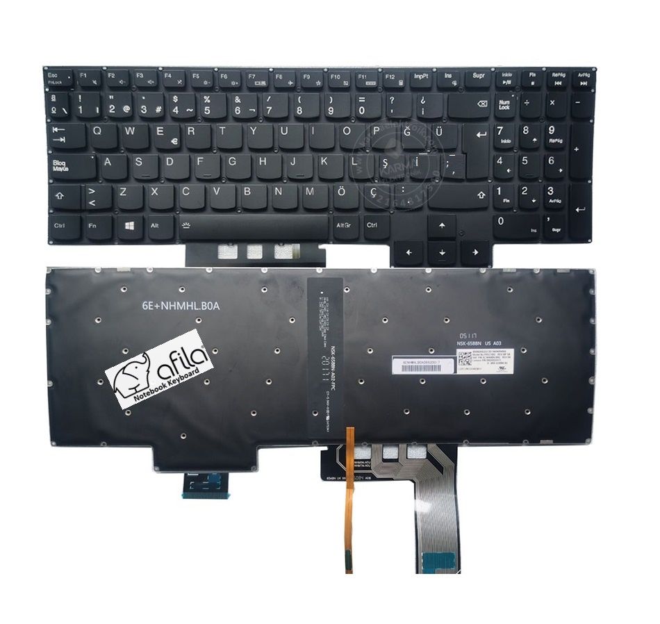 Lenovo ideapad Gaming 3-15IHU6 Notebook Klavyesi, Siyah TR - ışıklı Ver.2 RGB