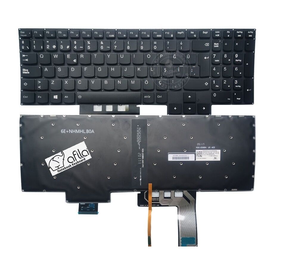 Lenovo 82K200WHTX, 82K200WJTX Notebook Klavyesi, Siyah TR - ışıklı Ver.2 RGB
