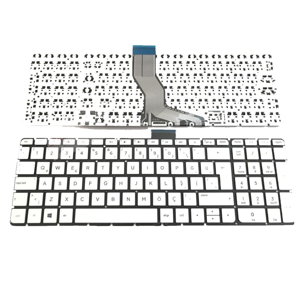 Hp 15-AB, 15-AK Serisi Notebook Klavyesi (Beyaz TR) - Büyük Enter Oval Köşeler
