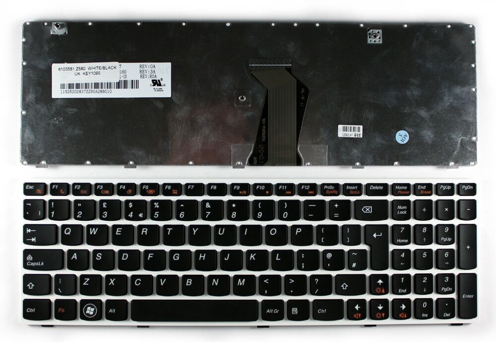 Lenovo aelz3a01010 Klavyesi - Siyah - TR - Beyaz Çerçeve