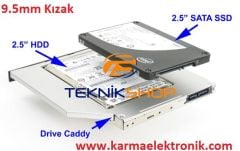 DVD den İkinci HDD SSD CADDY Kızak 9.5mm 2.Harddisk Yeri Ver.1 / ince