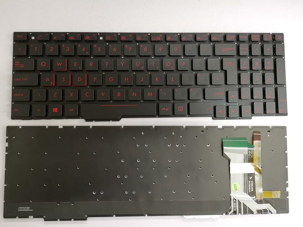 Asus GL753VE-GC168T Notebook Klavye - Siyah - TR - Işıklı - Ver.1 - Kırmızı Tuş