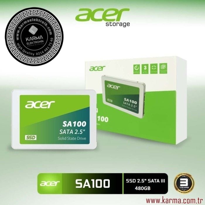 Acer SA100 2.5'' SATA 480GB SSD 3D NAND (6 Gbit/s - 560 MB/s - 500 MB/s)