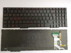 Asus FX553VD-DM310 Notebook Klavye - Siyah - TR - Işıklı - Ver.1 - Kırmızı Tuş
