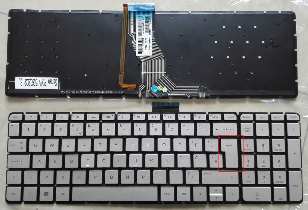 Hp 15-AB050NT, 15-AB051NT Klavye (Silver - TR) ışıklı - B.Enter