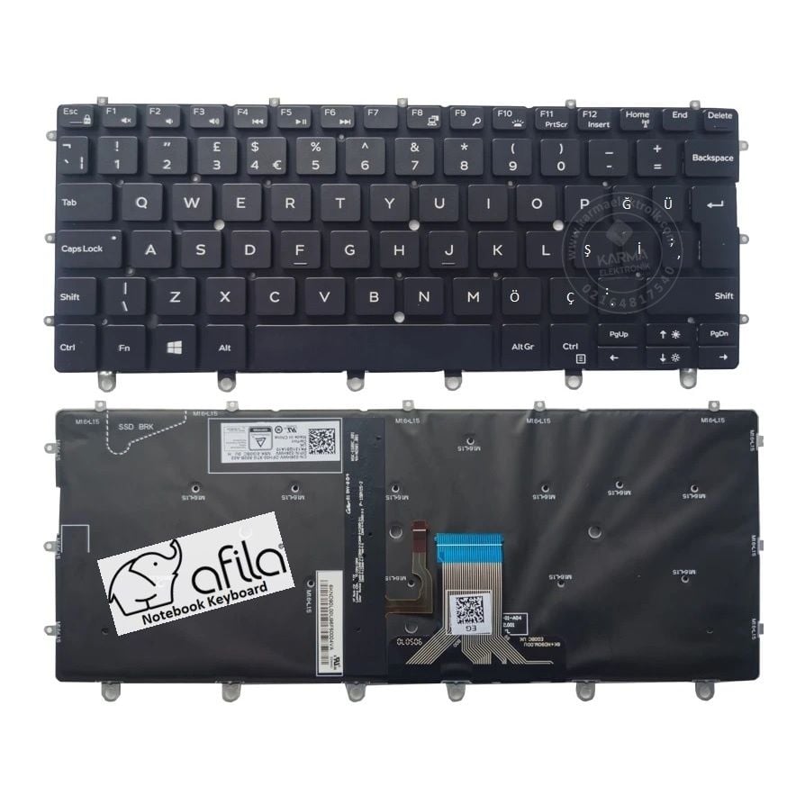 Dell XPS P71G, P71G001 Notebook Klavyesi - Siyah - TR - IŞIKLI
