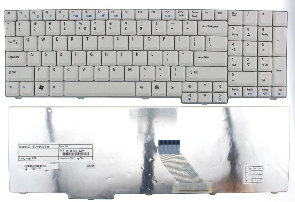 Acer Aspire 7000-1063 7000-1415 Notebook Klavyesi - Beyaz - TR