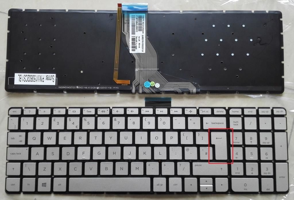 Hp 15-AB212NT, 15-AB213NT Klavye (Silver - TR) ışıklı - B.Enter