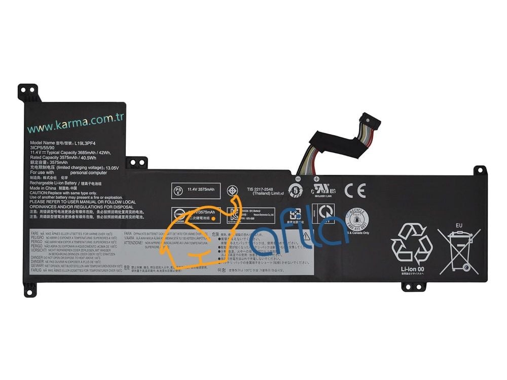 Lenovo ideaPad 3-17ADA05 Serisi 81W2 Notebook Batarya Laptop Pil