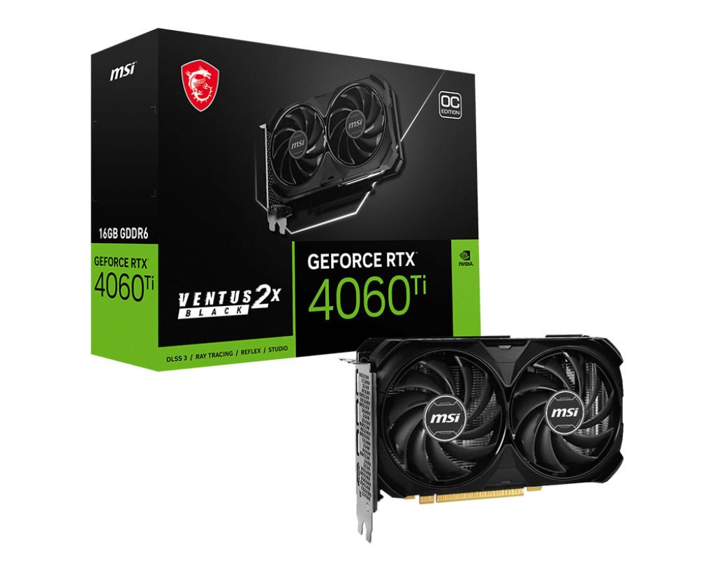 MSI GEFORCE RTX 4060 TI VENTUS 2X BLACK 16G OC 16GB GDDR6 HDMI DP 128Bit