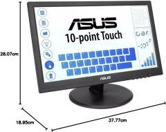 Asus VT168HR 15.6 Led 1366x768 10 Ms Hdmi Vga Vesa 3 Yıl 10 Parmak Dokunmatik, Eyecare Monitör