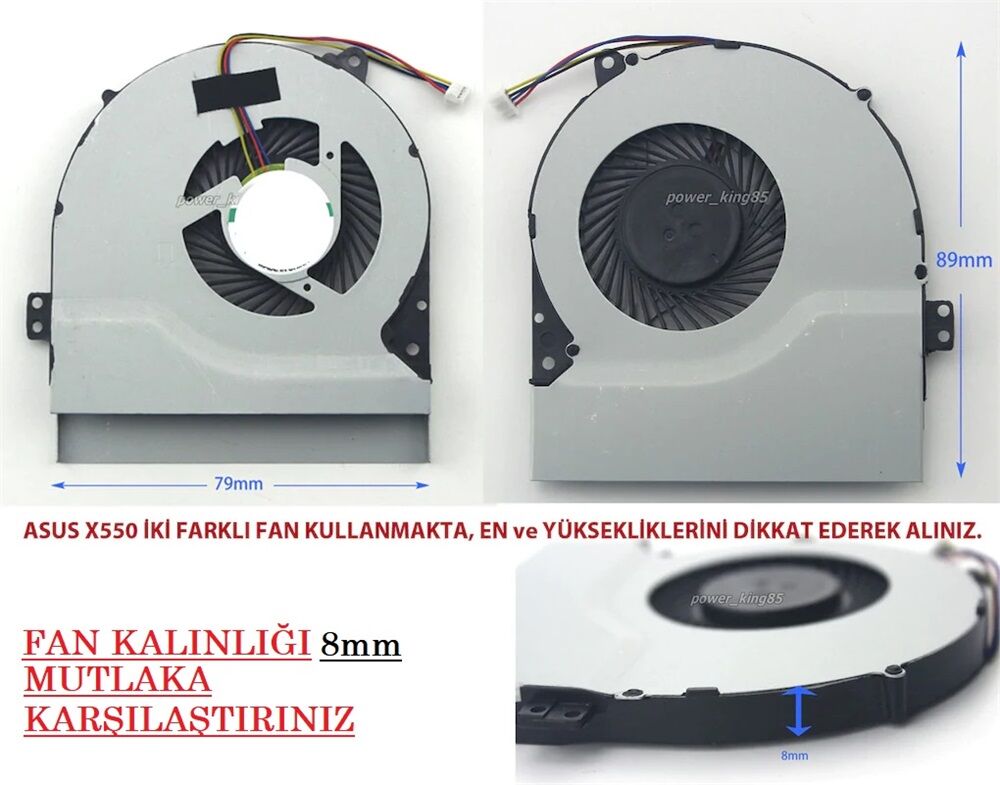Asus X552E, X552EA, X552EA-SH41, X552EP Cpu Fanı Ver.1 (7-8mm)
