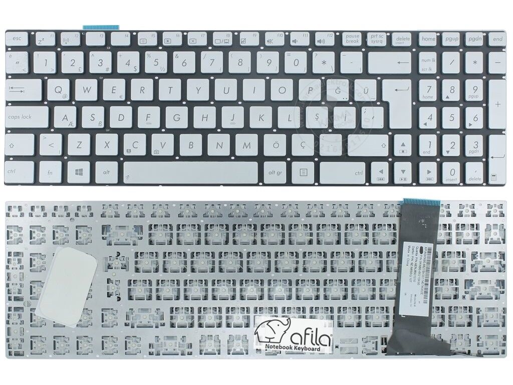 Asus N550JV-CN241H N550JV-DB71T N550JV-DB72T Klavyesi Gri TR
